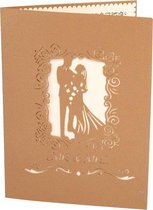 3D trouwkaart - Droombruiloft Huwelijkskaart Trouwkaart uitnodiging Jubileum pop-up wenskaart - goud | 2 stuks