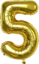 Folie Ballonnen XL Cijfer 5 , Goud, 86cm, Verjaardag, Feest, Party, Decoratie, Versiering, Miracle Shop