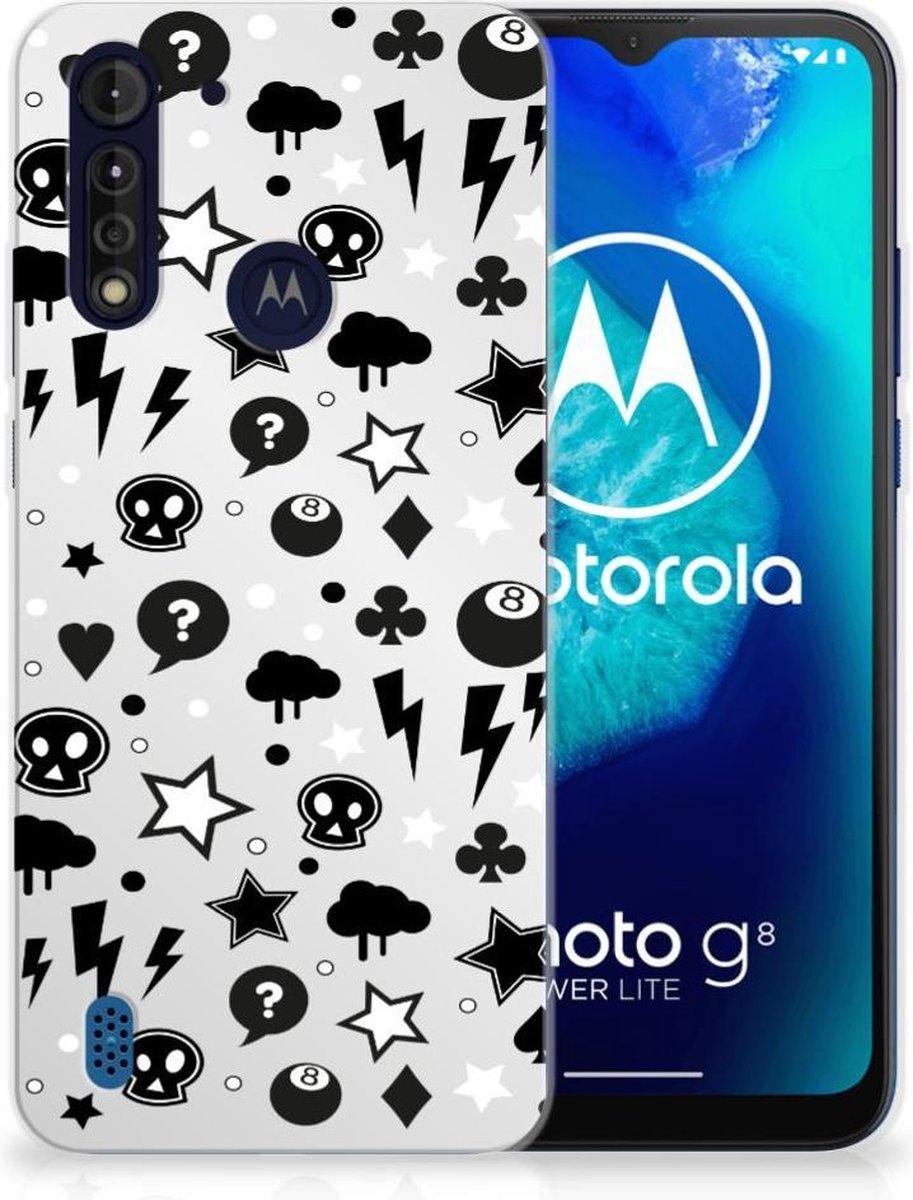 Back Cover voor Silicone Back Case Motorola Moto G8 Power Lite Silver Punk
