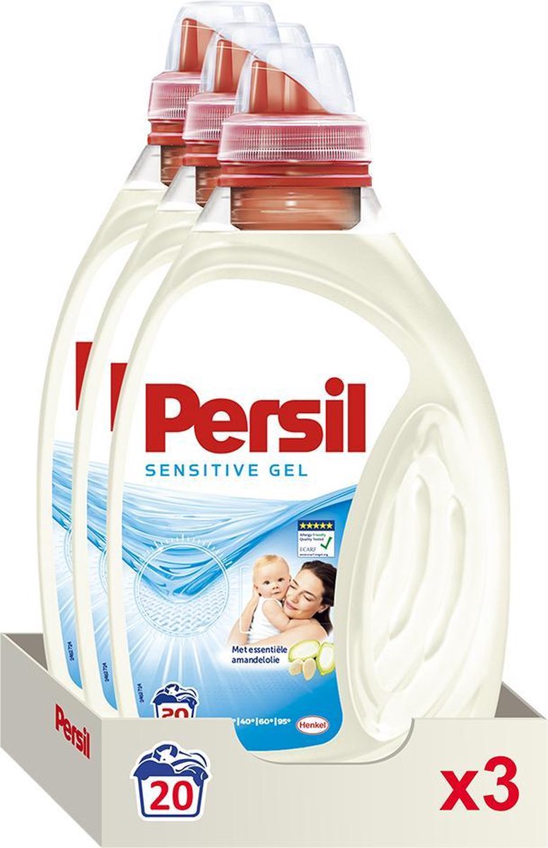 Persil Sensitive Gel - Vloeibaar Wasmiddel - Baby - Voordeelverpakking - 3 x 20 wasbeurten