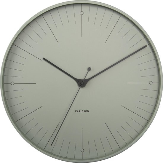 Karlsson - Wandklok Index - metaal - grijsgroen | bol.com