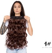Wavy clip-in hairextension 60 cm lang krullend haar synthetisch, bruin kleur #4 van Mi Loco Loco hair extensions clip in haar