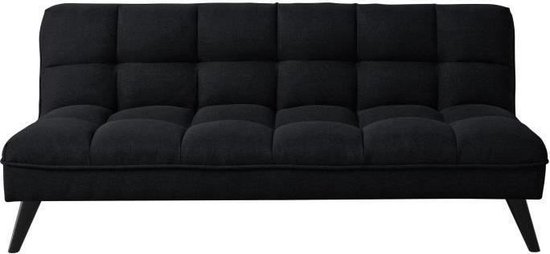 FLUFFY 3-zits slaapbank - zwarte stof - eigentijdse stijl - B 184 x D 82 cm  | bol.com