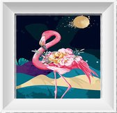 Artstudioclub®  Schilderen op nummer volwassenen flamingo 's nachts met maan 40x50 Zonder lijst