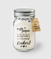 Kaars - Mijn Papa - Lichte vanille geur - In glazen pot - In cadeauverpakking met gekleurd lint