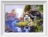 Artstudioclub®  Schilderen op nummer volwassenen dorpshuis met rivier 40x50cm Zonder lijst