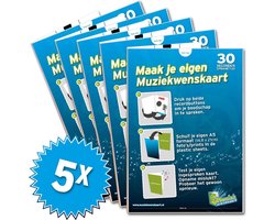 5x Muziekwenskaarten 30 seconden - zelf opneembaar - spreek je eigen boodschap in - wenskaart met geluid - muziekwenskaart.nl
