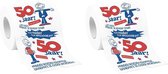 Set van 2x stuks rollen Toiletpapier cadeau 50 jaar man met grappige tekst - 50e verjaardag - decoratie/versiering/feestartikelen