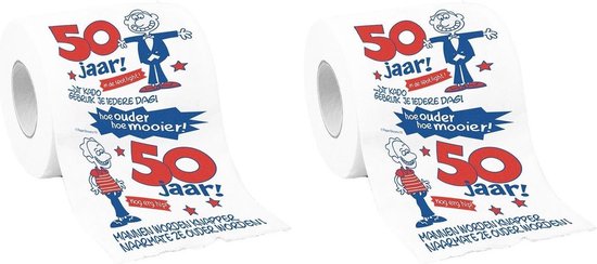 Lot de 2x rouleaux de papier toilette cadeau homme 50 ans avec texte drôle  - 50e