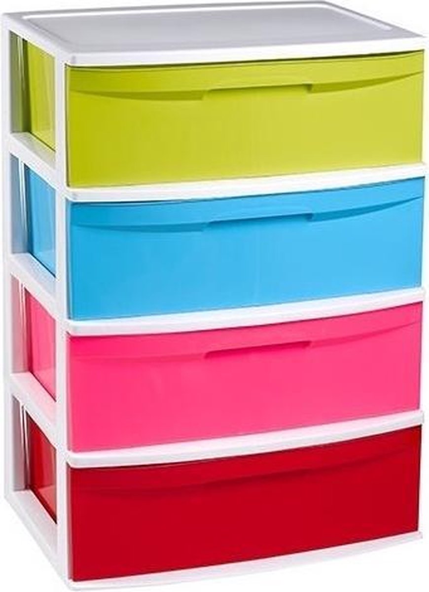 met 4 lades wit/multi kleuren 40 x 56 x 80 cm