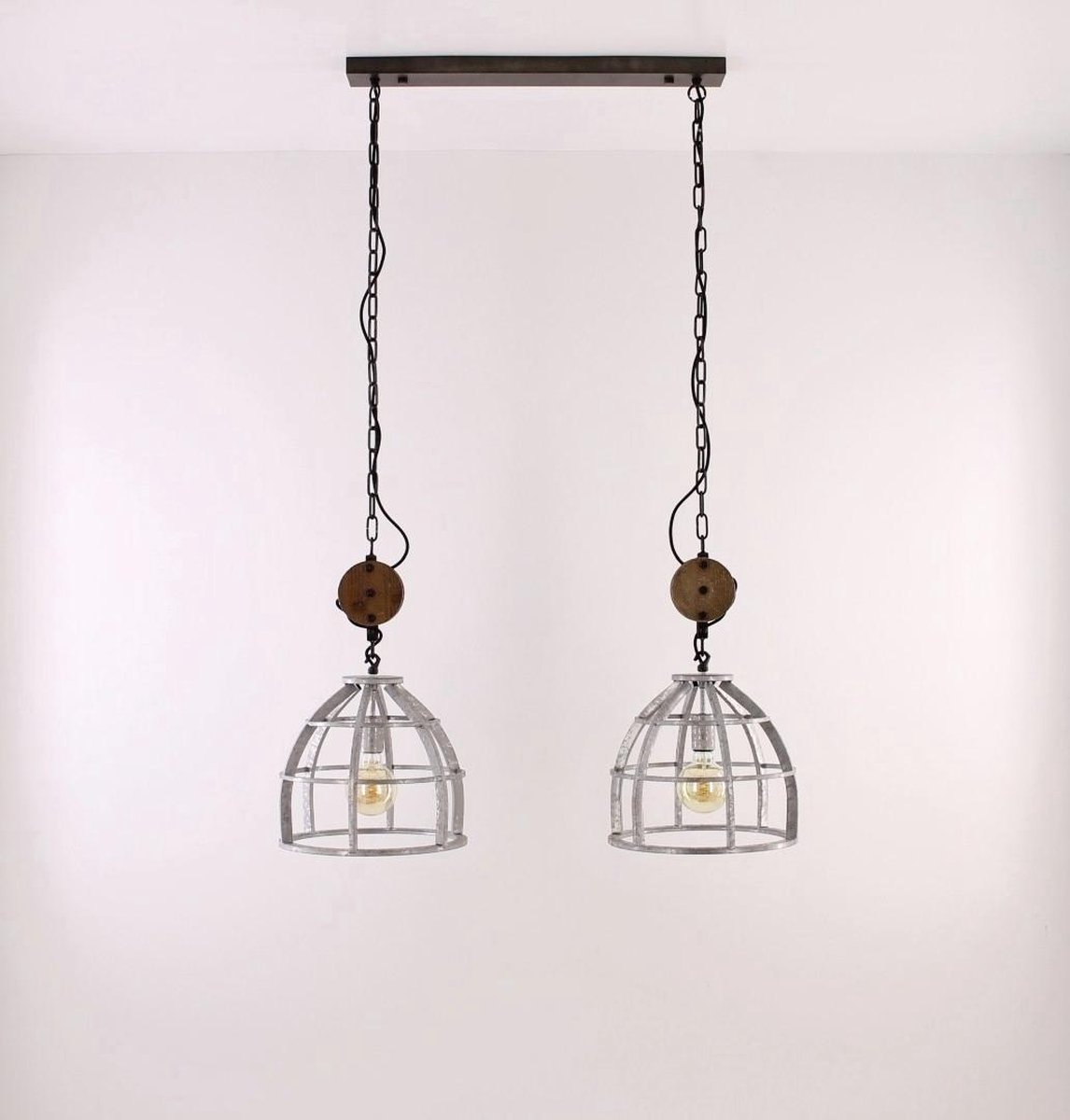 BRILLIANT lamp Century hanglamp 2-lichts zink antiek / bruin | 2x G95, E27,  60W,... | bol.com