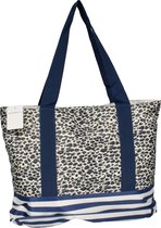 Strandtas - Panterprint - Waterafstotend - Blauw