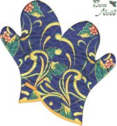 Ovenwanten -Set van 2 ovenhandschoenen +set van 2 pannenlappen- blauw