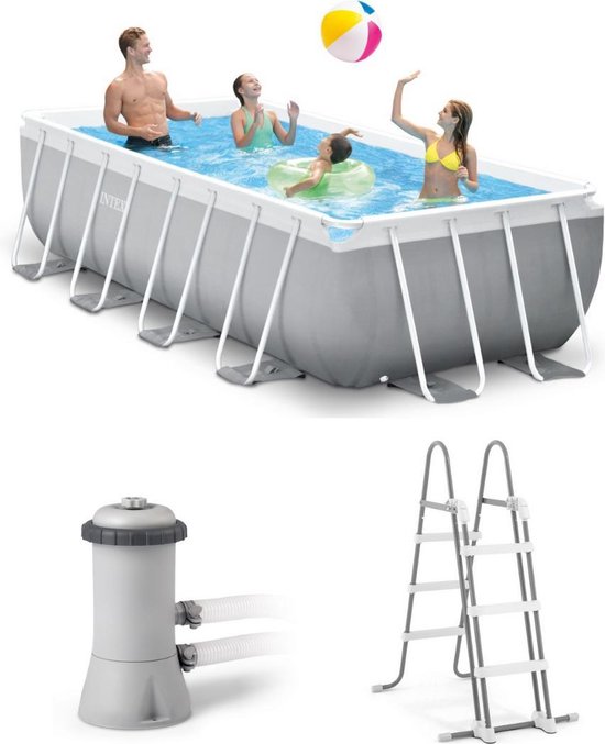 kruipen prioriteit Luik Intex Prism Frame zwembad 400 x 200 x 100 cm - met filterpomp en  zwembadtrap | bol.com