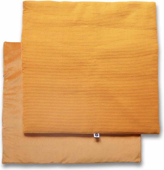 Vierkant boxkleed velvet oker - 80x80 cm | bol.com