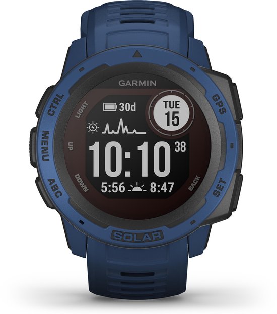 Garmin Instinct Solar - Robuuste multisport smartwatch - Tidal Blue/ Graphite