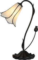 LumiLamp Lampe de table Tiffany Ø 17x43 cm Blanc Verre Lampe de bureau Tiffany
