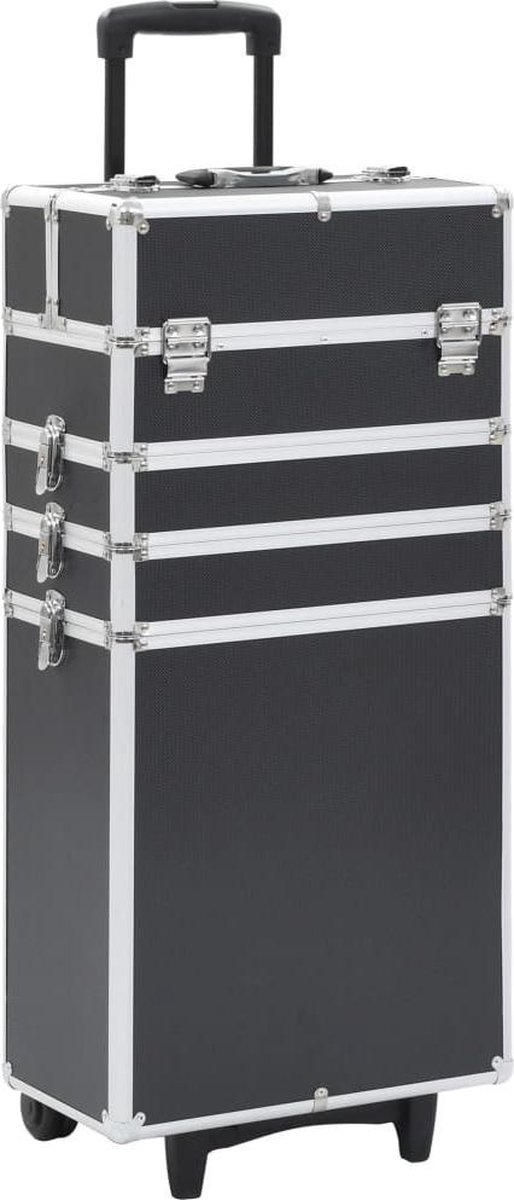 vidaXL Make-up trolley aluminium zwart
