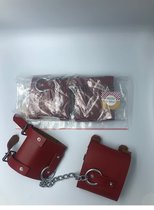 Echt Leer - Lederen Handboeien - Real Leather Wrist cuffs - Europees fabrikaat dus geen chinese rommel - kleur Rood - Lea07