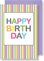 6x dubbele wenskaart met envelop - Happy Birthday - 11,5 x 17 cm