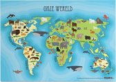 Educatieve poster (Posterpapier) - Topografie onze wereld dierenrijk - 70 x 50 cm (B2)