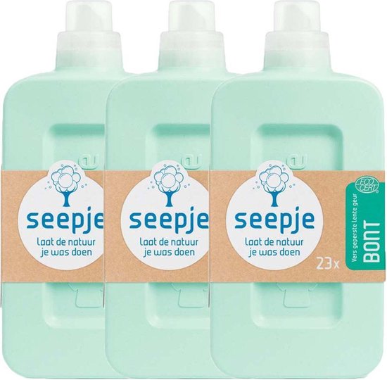Seepje - Wasmiddel Bont - Versgeperste lente - 3 x 1,15L (69 wasbeurten) - Voordeelverpakking