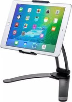 LIFETASTIC® Tablet standaard 2 in 1 - Tablet houder - Smartphone standaard - Zwart - Zeer stevig - Ergonomisch - Opvouwbaar en verstelbaar - Voor staand en ophangen - Universeel -
