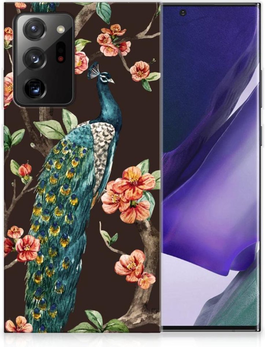 Samsung Galaxy Note20 Ultra TPU Hoesje Pauw met Bloemen