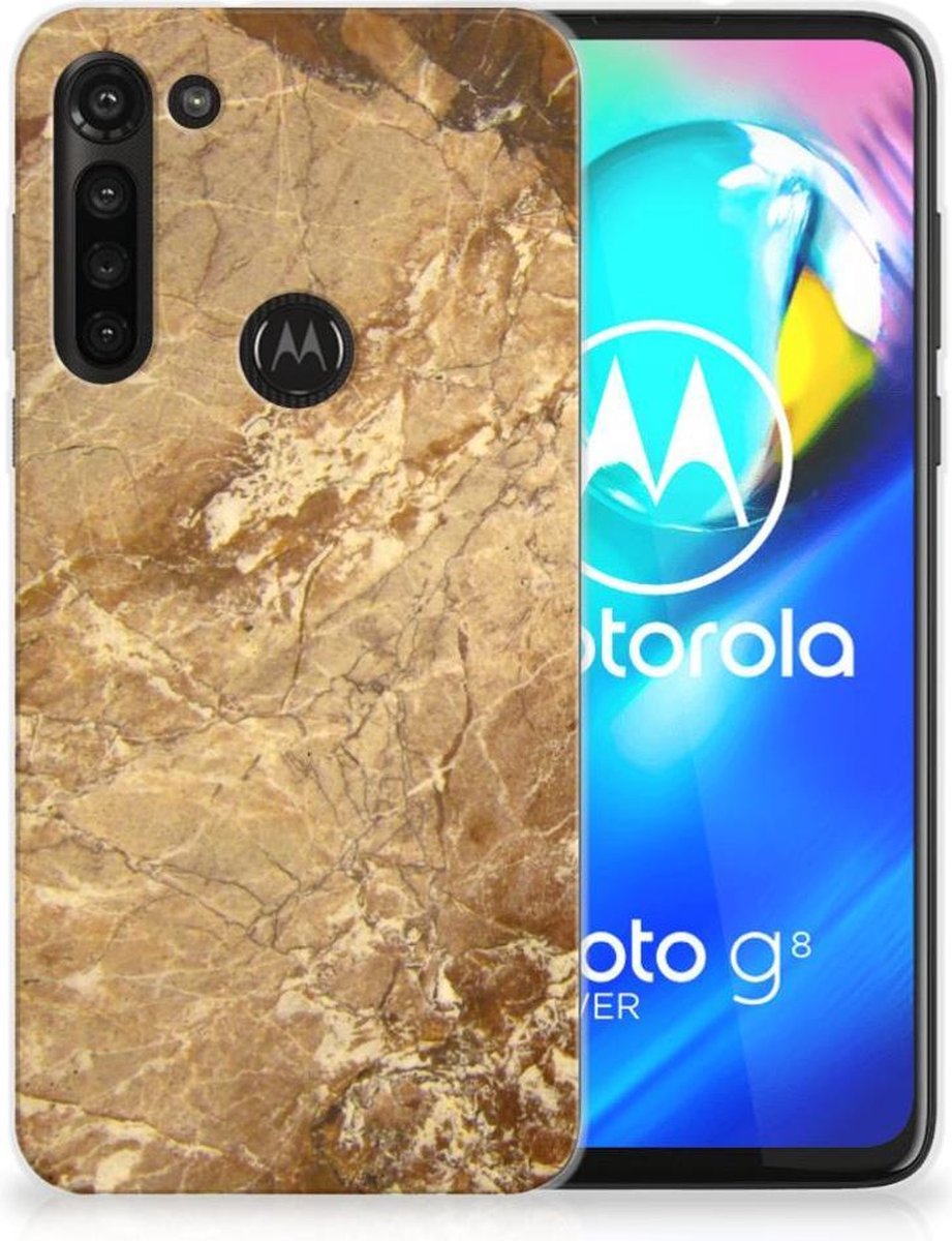 Motorola Moto G8 Power TPU Siliconen Hoesje Marmer Creme