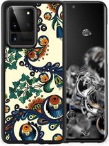 Telefoonhoesje met Naam Geschikt voor Samsung Galaxy S20 Ultra Hoesje maken met Zwarte rand Barok Flower