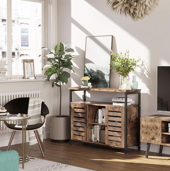 MIRA Home - Dressoir - Opbergkast - Tv kast - Tv meubel - Industrieel - Vintage - 100 x 35 x 80 - MAZAZU