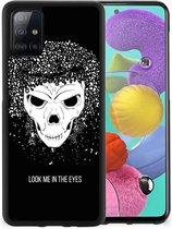 Smartphone Hoesje Geschikt voor Samsung Galaxy A51 TPU Bumper met Zwarte rand Skull Hair