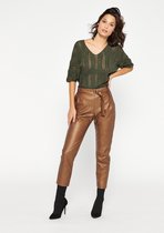 LOLALIZA Broek met ceintuur en gesp - Bruin - Maat 40