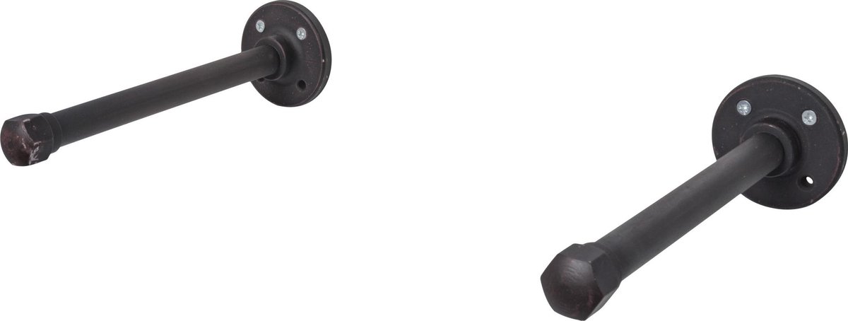 Duraline industriële plankdrager | MODEL pipe | Industrieel zwart | lengte 22.5 cm | 2 stuks