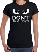 Dont touch my beer / bier t-shirt zwart voor dames met boze ogen - drank fun shirt XXL