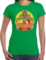 Hawaii feest t-shirt / shirt tiki bar Aloha voor dames - groen - Hawaiiaanse party outfit / kleding/ verkleedkleding/ carnaval shirt L