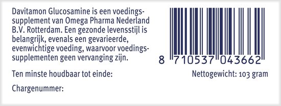Davitamon Glucosamine - met glucosaminesulfaat, mangaan en Vitamine C  -  Voedingssupplement  - 45 tabletten