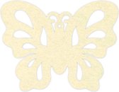 Vlinder onderzetters - Vilt - Creme - 6 stuks - 10,5 x 9,5 cm - Tafeldecoratie - Glas onderzetter - Cadeau - Woondecoratie - Woonkamer - Tafelbescherming