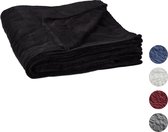 Relaxdays 1 x fleece deken groot - plaid – woondeken - grand foulard - 150x200 cm - zwart