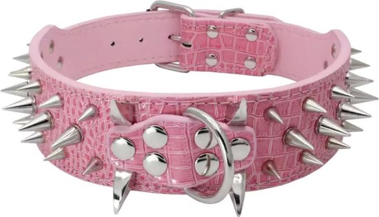 capaciteit lexicon Blaast op Honden halsband roze met spikes 50 cm | bol.com