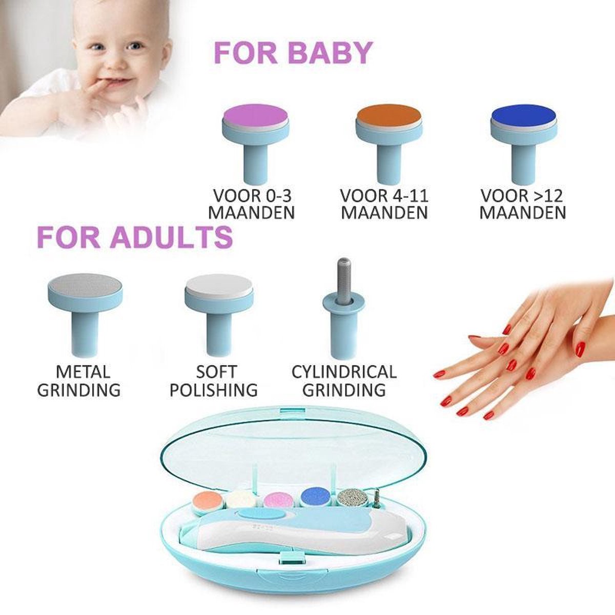 Electrische Baby nagelknipper nagelschaartje nagelvijl nageltrimmer nagelsetje - veilig en zacht - voor baby en volwassenen - ultra stil (slapend knippen) - draadloos - Merkloos