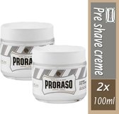 Proraso white Pre Shave Cream -2x  100 ml - Scheercreme- duo pack