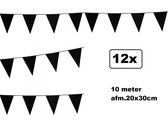 12x Vlaggenlijn zwart 10 meter - vlaglijn festival feest party verjaardag thema feest kleur