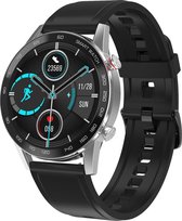 Belesy® Calling - Smartwatch Dames - Smartwatch Heren - Horloge - 1.3 inch - Kleurenscherm - Full Touch - Bluetooth Bellen - Zilver - Zwart - Siliconen