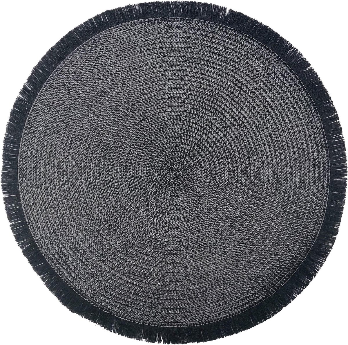 Placemats Zwart Boho Rond Kunststof Franjes 40 cm