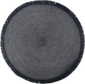 6 Placemats - Zwart - Boho - Kunststof - Franjes - 40 cm