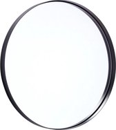 Spiegel rond met metalen lijst - zwart - 58 cm