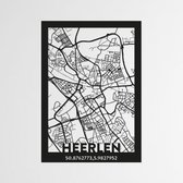 HEERLEN  KAART - Cityweb - Steden - Wanddecoratie - Muurdecoratie - Muur decoratie - MDF hout - Decoratie - Formaat 59.4 x 42 cm