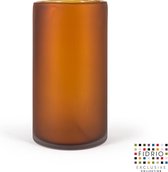 Design vaas Cilinder Frosted - Fidrio Amber - glas, mondgeblazen - diameter 16 cm hoogte 30 cm