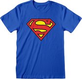 T-Shirt met Korte Mouwen Superman Logo Blauw Uniseks - M